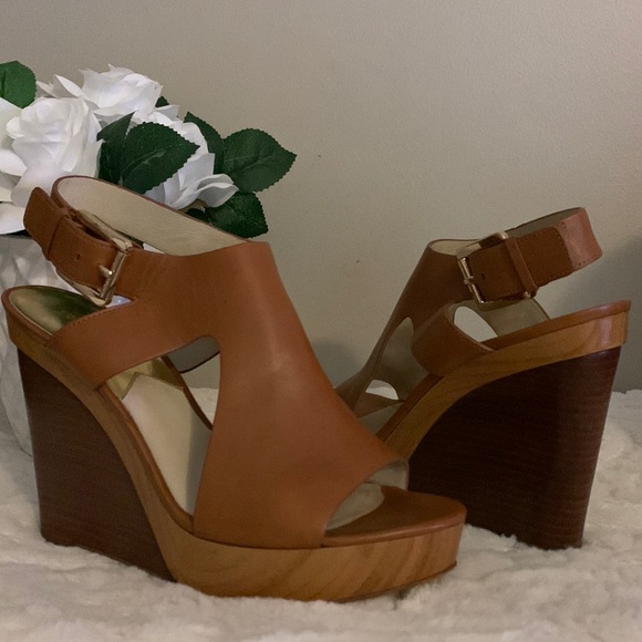 MICHAEL Kors Josephine Leather Peep Toe Wedges - Picture 8 of 13